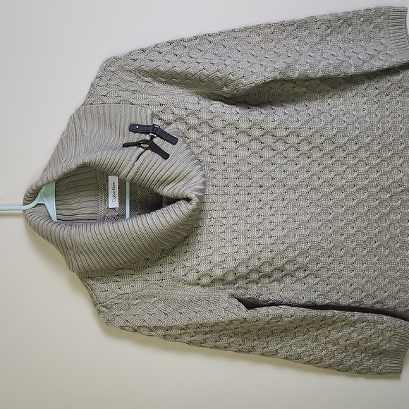 Calvin Klein Khaki Buckled Cowl-Neck Sweater Dress - Picture 3 of 7